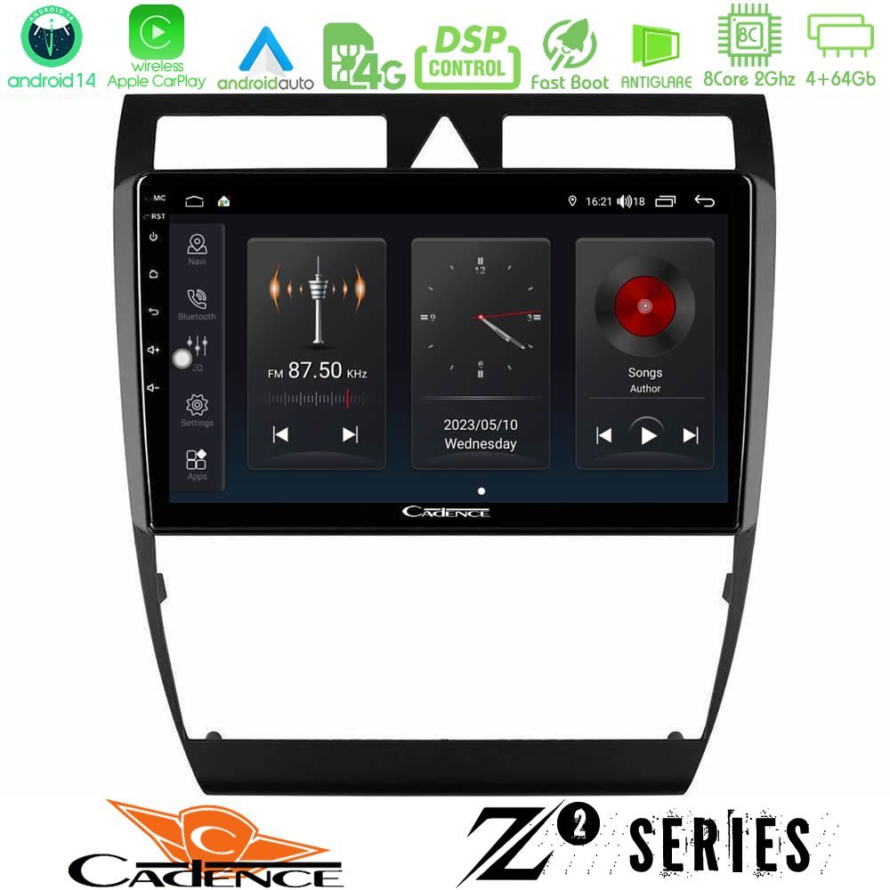 Cadence Z2 Series 8Core Android14 4+64GB  Audi A6 (C5) 1997-2004 Navigation Multimedia Tablet 9" Με Carplay & Android Auto