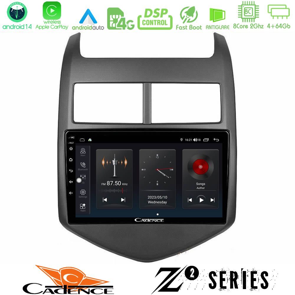 Cadence Z2 Series 8Core Android14 4+64GB  Chevrolet Aveo 2011-2017 Navigation Multimedia Tablet 9" Με Carplay & Android Auto