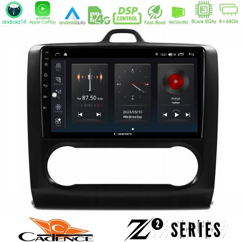 Cadence Z2 Series 8Core Android14 4+64GB Ford Focus Auto AC Navigation Multimedia Tablet 9" Με Carplay & Android Auto