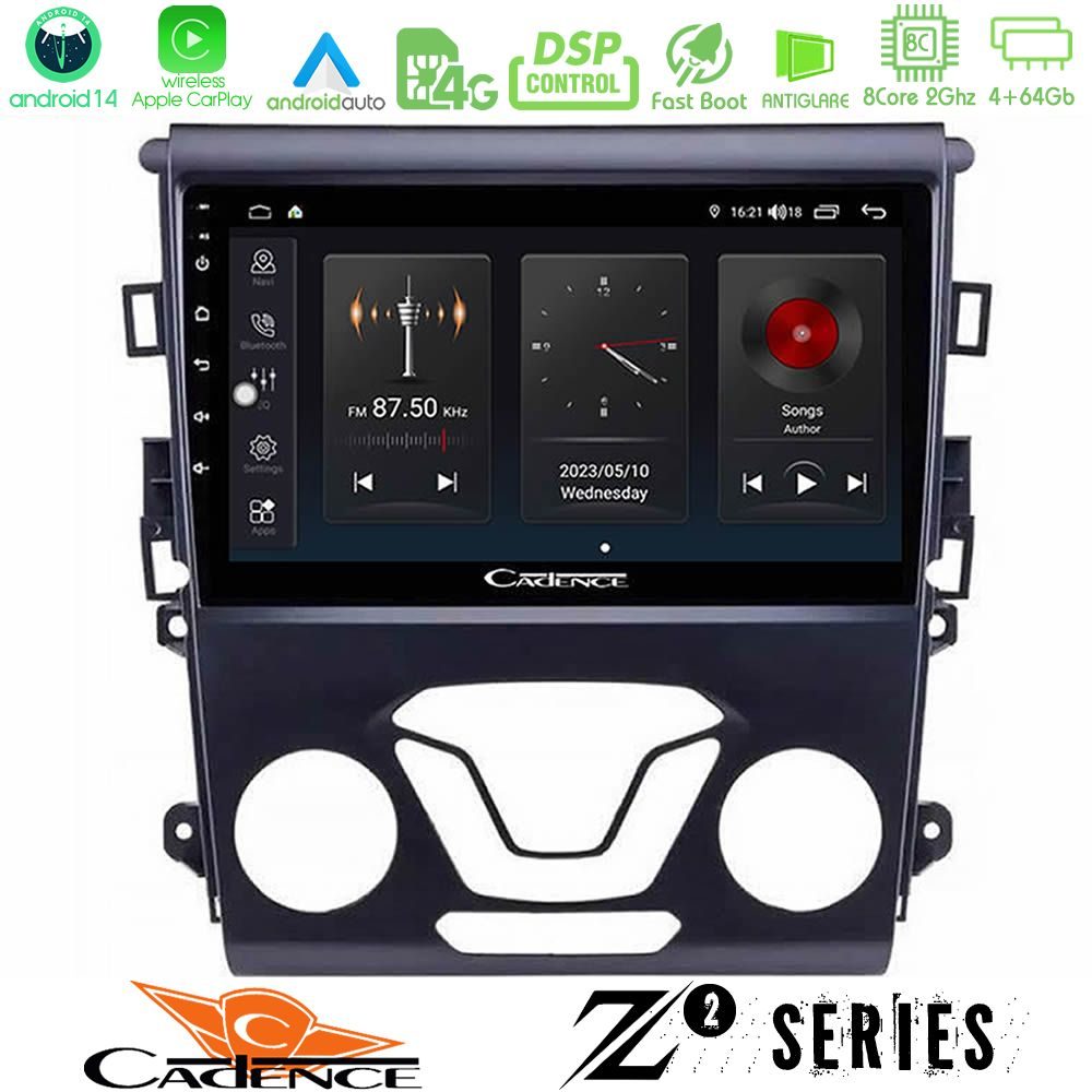 Cadence Z2 Series 8Core Android14 4+64GB Ford Mondeo 2014-2017 Navigation Multimedia Tablet 9" Με Carplay & Android Auto