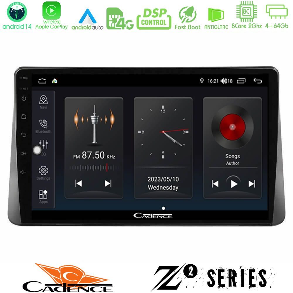 Cadence Z2 Series 8Core Android14 4+64GB Ford Focus 2019-> Navigation Multimedia Tablet 9" Με Carplay & Android Auto