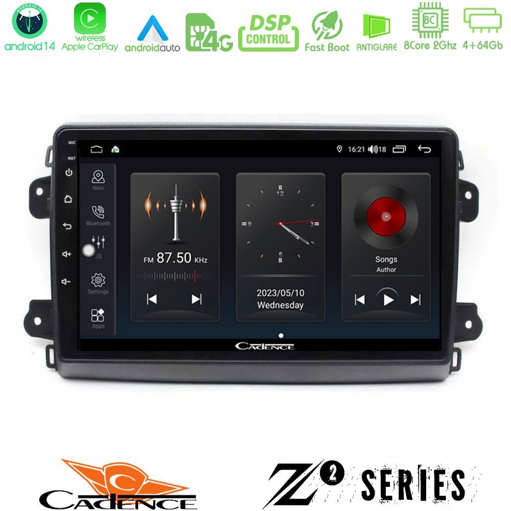 Cadence Z2 Series 8Core Android14 4+64GB Citroen/Fiat/Opel Navigation Multimedia Tablet 9" Με Carplay & Android Auto