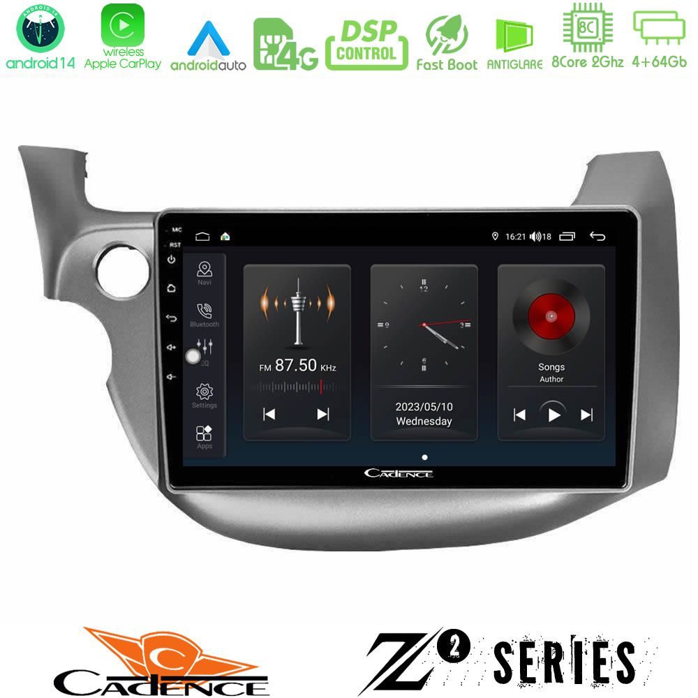 Cadence Z2 Series 8Core Android14 4+64GB  Honda Jazz 2009-2013 Navigation Multimedia Tablet 10" Με Carplay & Android Auto