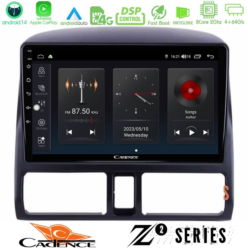 Cadence Z2 Series 8Core Android14 4+64GB Honda CRV 2002-2006 Navigation Multimedia Tablet 9" Με Carplay & Android Auto
