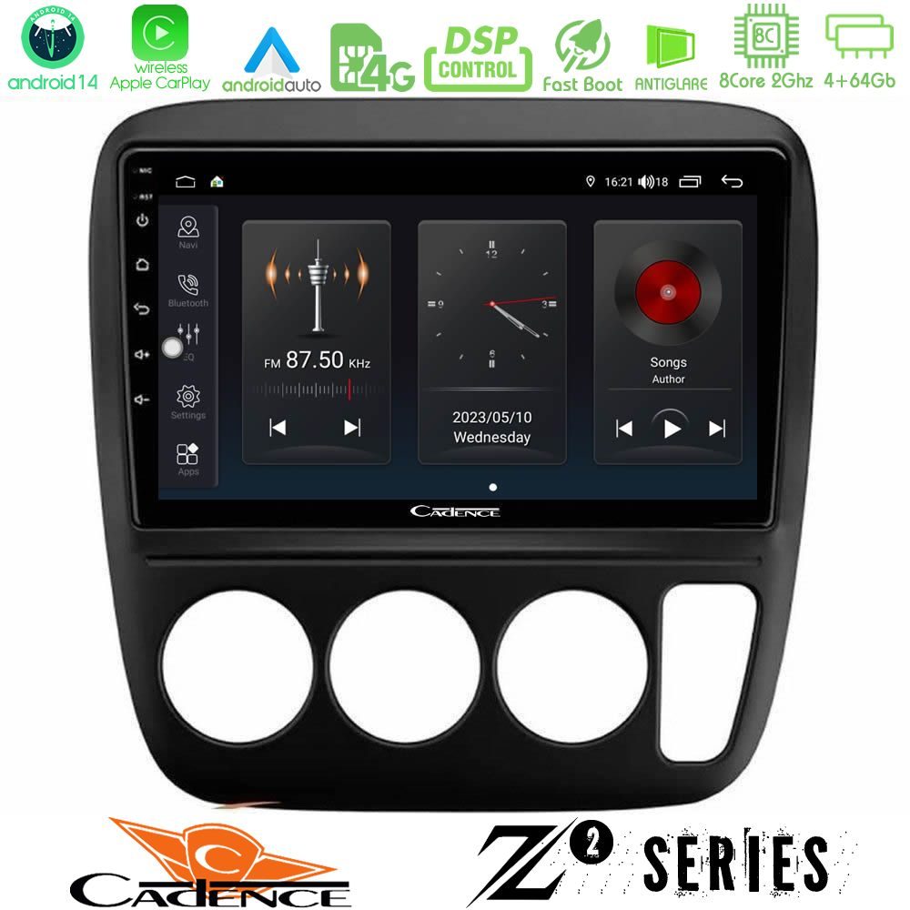 Cadence Z2 Series 8Core Android14 4+64GB  Honda CRV 1997-2001 Navigation Multimedia Tablet 9" Με Carplay & Android Auto