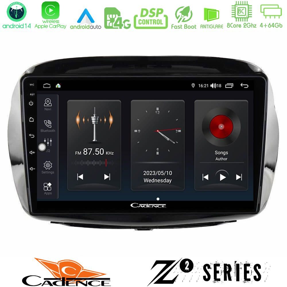 Cadence Z2 Series 8Core Android14 4+64GB Honda FR-V 2004-2009 Navigation Multimedia Tablet 10" Με Carplay & Android Auto