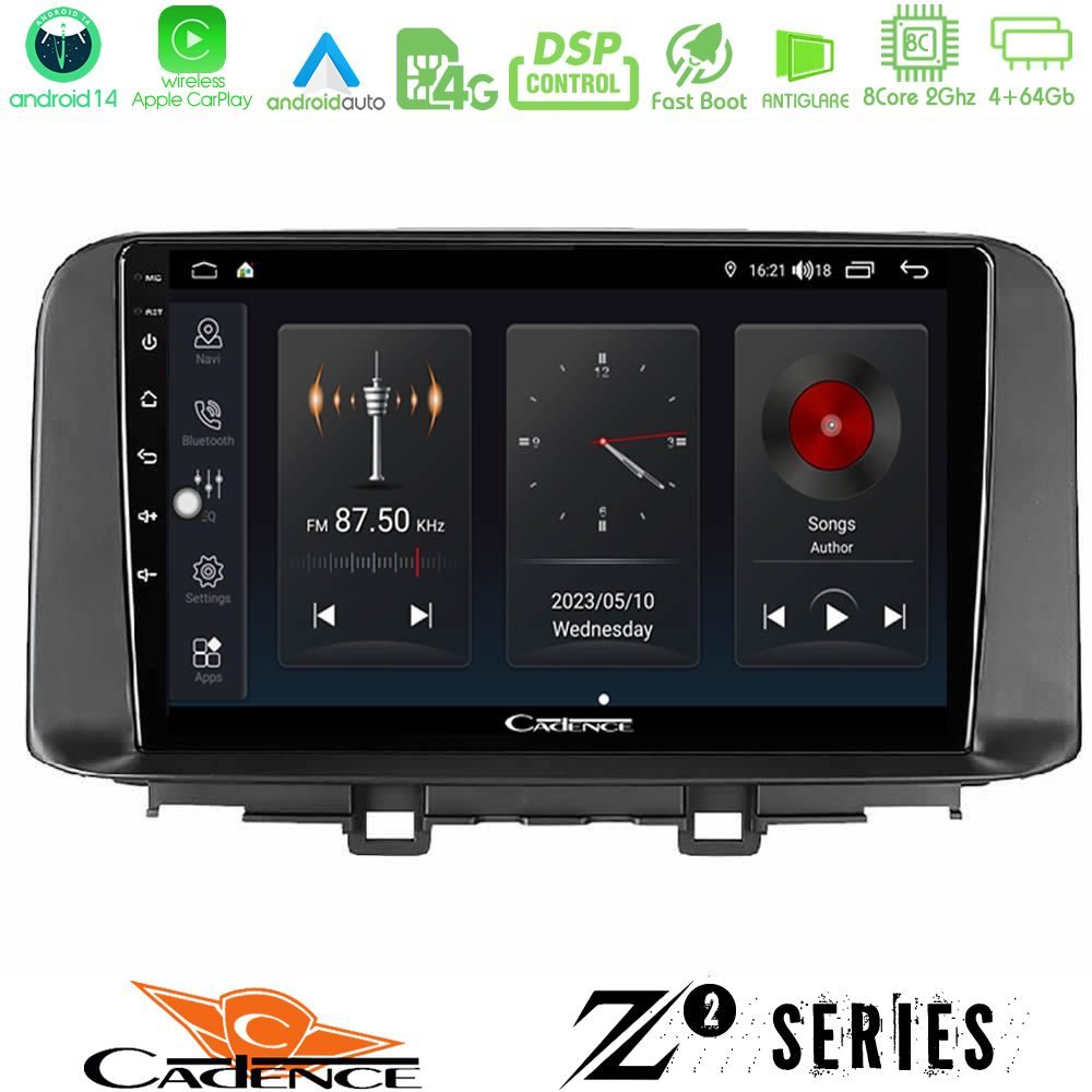 Cadence Z2 Series 8Core Android14 4+64GB  Hyundai Kona 2018-2023 Navigation Multimedia Tablet 10" Με Carplay & Android Auto