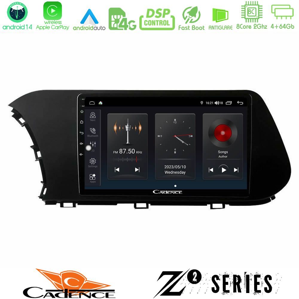 Cadence Z2 Series 8Core Android14 4+64GB Hyundai i20 2021-2023 Navigation Multimedia Tablet 10" Με Carplay & Android Auto