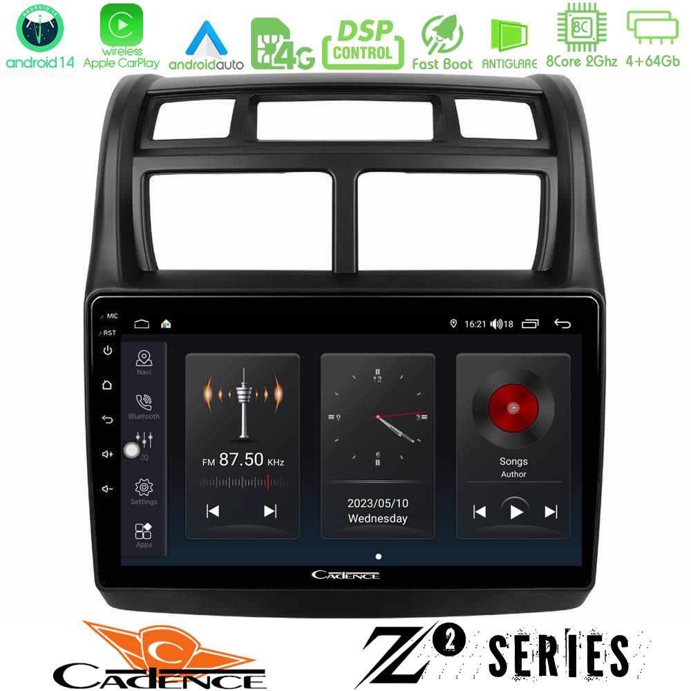 Cadence Z2 Series 8Core Android14 4+64GB  Kia Sportage 2008-2011 Navigation Multimedia Tablet 9" Με Carplay & Android Auto