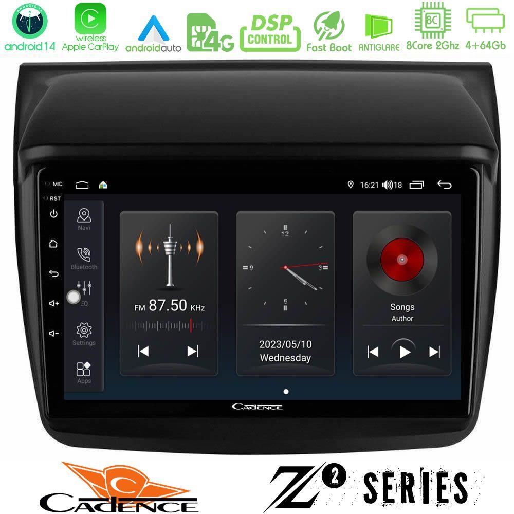 Cadence Z2 Series 8Core Android14 4+64GB  Mitsubishi L200 Navigation Multimedia Tablet 9" Με Carplay & Android Auto