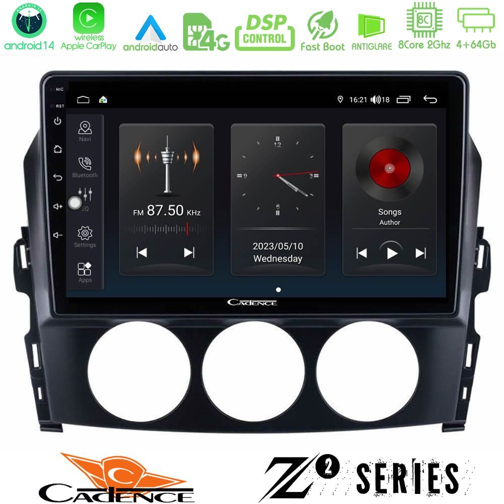 Cadence Z2 Series 8Core Android14 4+64GB  Mazda MX-5 2006-2008 Navigation Multimedia Tablet 9" Με Carplay & Android Auto