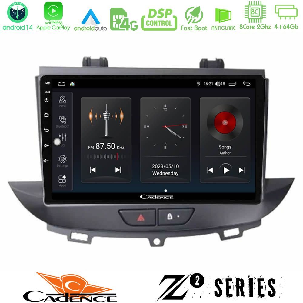 Cadence Z2 Series 8Core Android14 4+64GB Opel Grandland/Crossland X Navigation Multimedia Tablet 9" Με Carplay & Android Auto