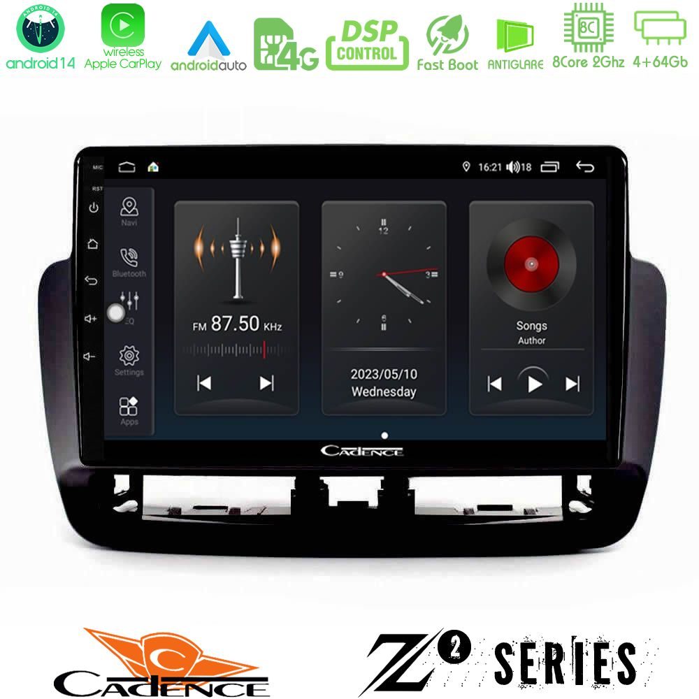Cadence Z2 Series 8Core Android14 4+64GB Seat Ibiza 2012-2015 Navigation Multimedia Tablet 9" Με Carplay & Android Auto (Piano Black)