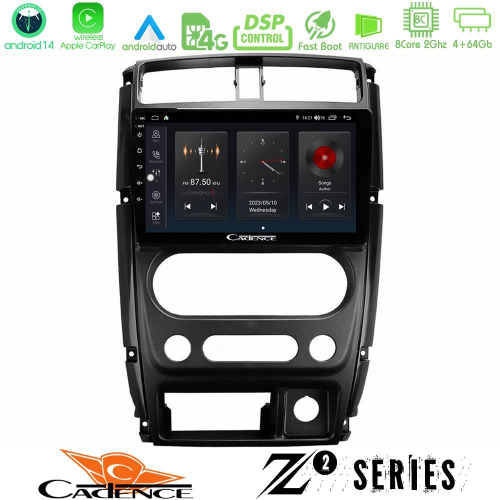 Cadence Z2 Series 8Core Android14 4+64GB  Suzuki Jimny 2007-2017 Navigation Multimedia Tablet 9" Με Carplay & Android Auto