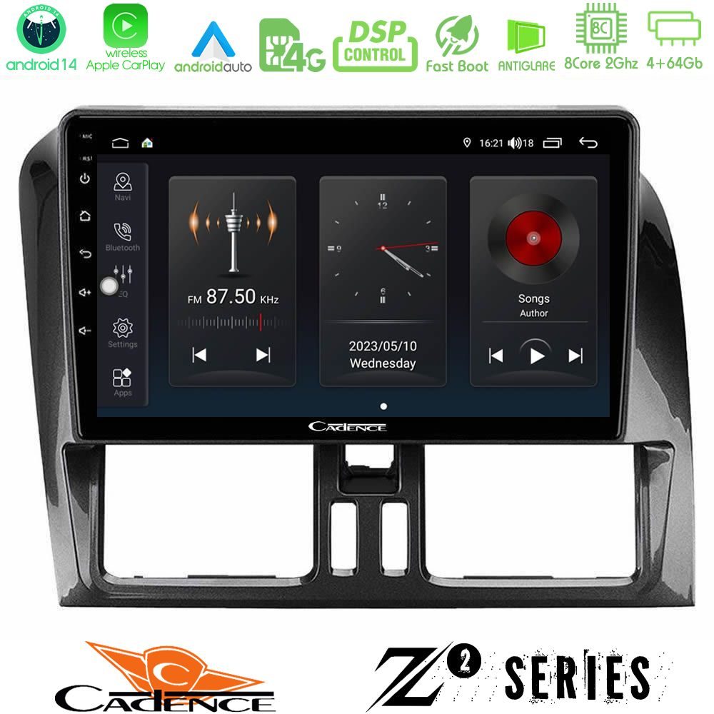 Cadence Z2 Series 8Core Android14 4+64GB  Volvo XC60 2009-2012 Navigation Multimedia Tablet 9" Με Carplay & Android Auto