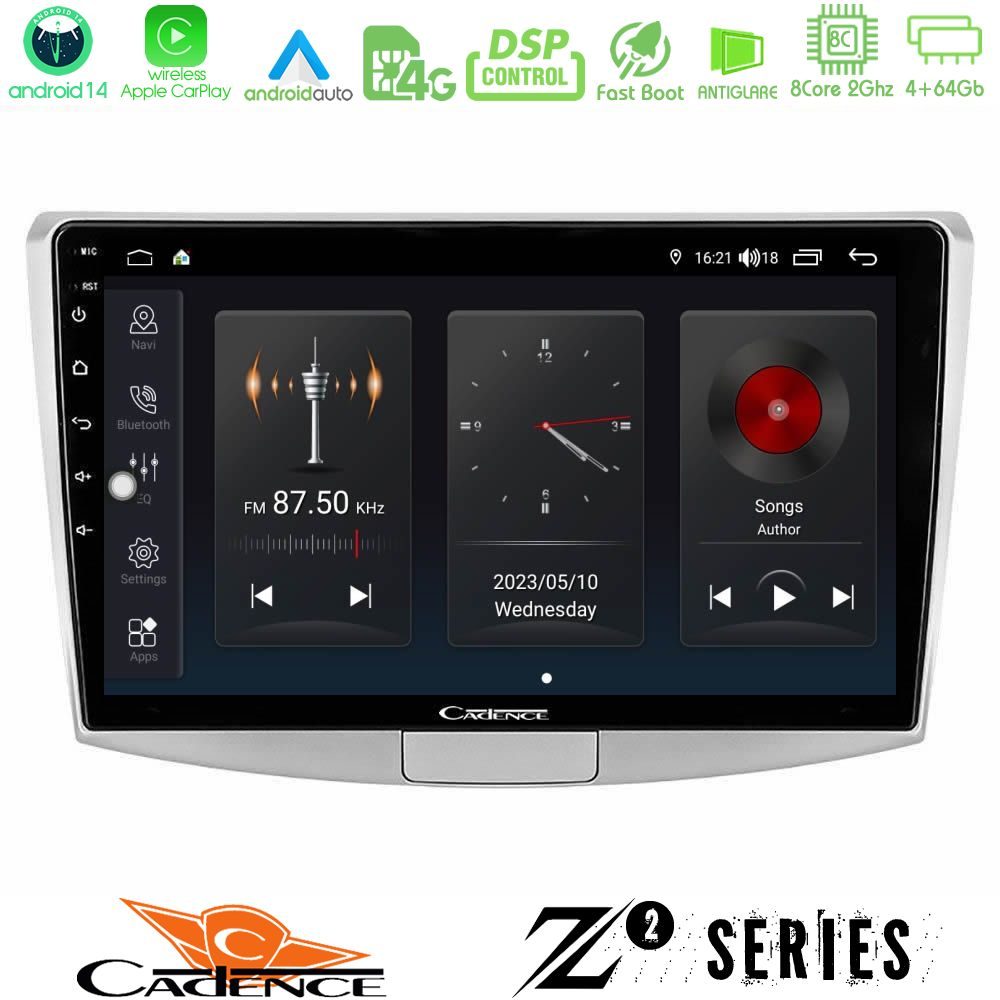 Cadence Z2 Series 8Core Android14 4+64GB VW Passat Navigation Multimedia Tablet 10" Με Carplay & Android Auto