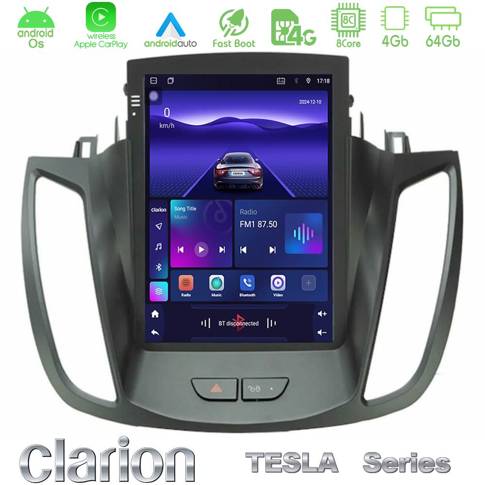 Clarion GL300 Tesla Series Android OS 8Core 4+64GB Ford C-Max/Kuga Navigation Multimedia Tablet 9.7"