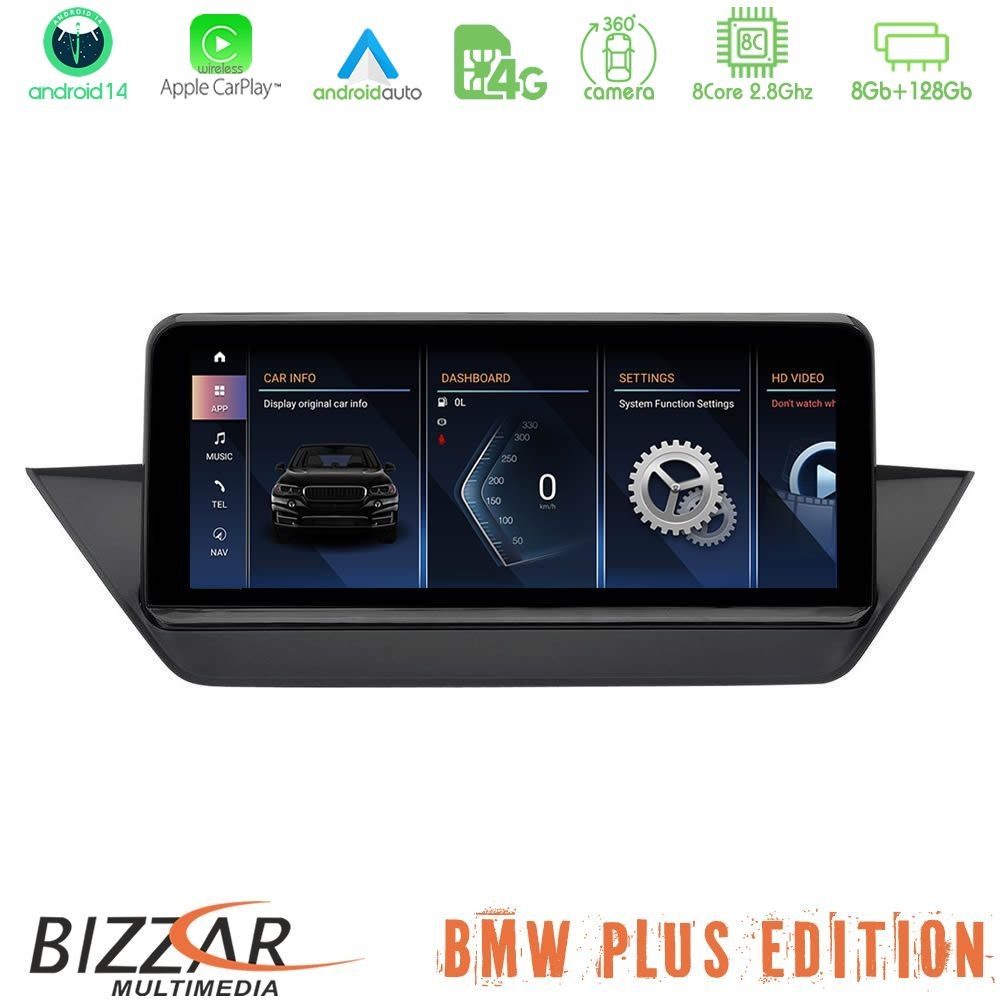 Bizzar Plus Edition BMW X1 E84 (χωρίς εργ.οθόνη) Android14 (8+128GB) Navigation Multimedia 10.25" HD Anti-reflection