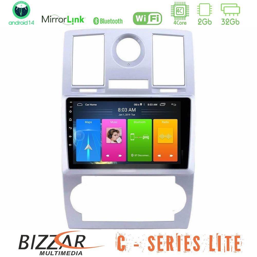 Bizzar C Series Lite 4Core Android14 2+32GB  Chrysler 300C Navigation Multimedia Tablet 9"