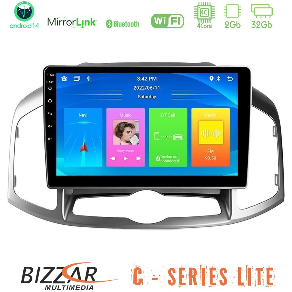 Bizzar C Series Lite 4Core Android14 2+32GB  Chevrolet Captiva 2012-2016 Navigation Multimedia Tablet 9"