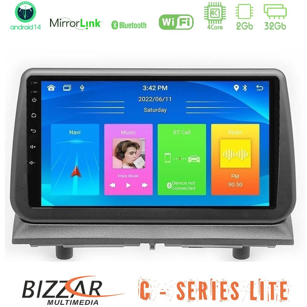 Bizzar C Series Lite 4Core Android14 2+32GB  Dodge Nitro 2007-2011 Navigation Multimedia Tablet 9"