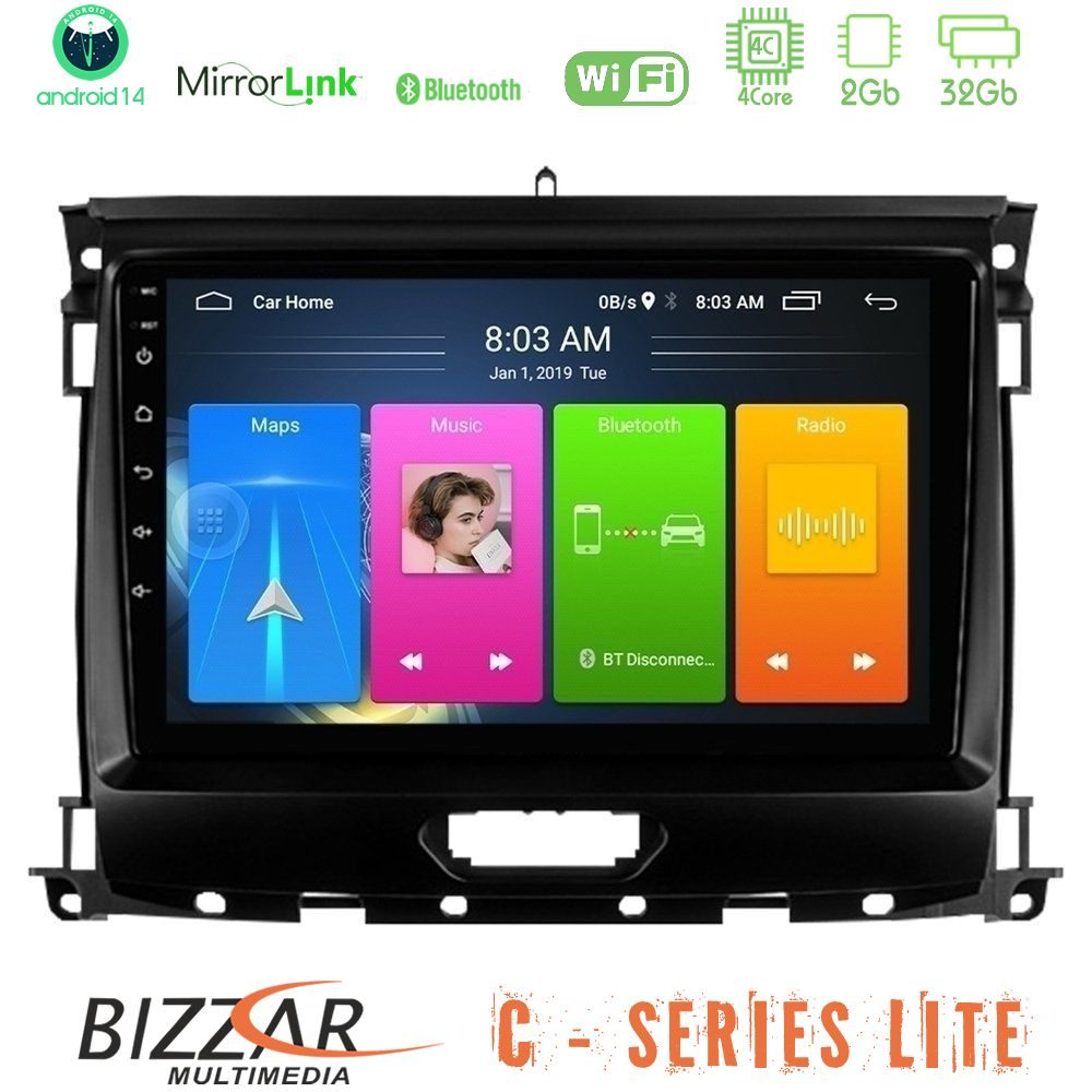 Bizzar C Series Lite 4Core Android14 2+32GB  Ford Ranger 2017-2022 Navigation Multimedia Tablet 9"