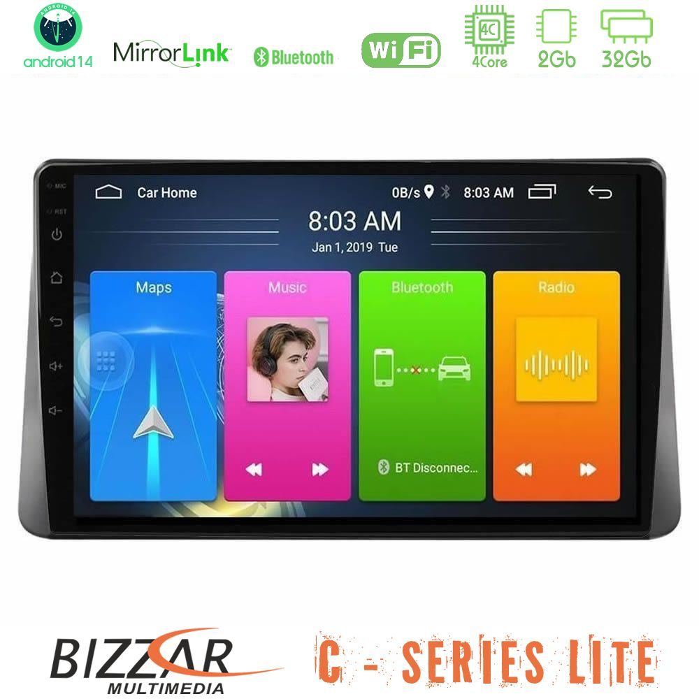 Bizzar C Series Lite 4Core Android14 2+32GB Ford Focus 2019-> Navigation Multimedia Tablet 9"