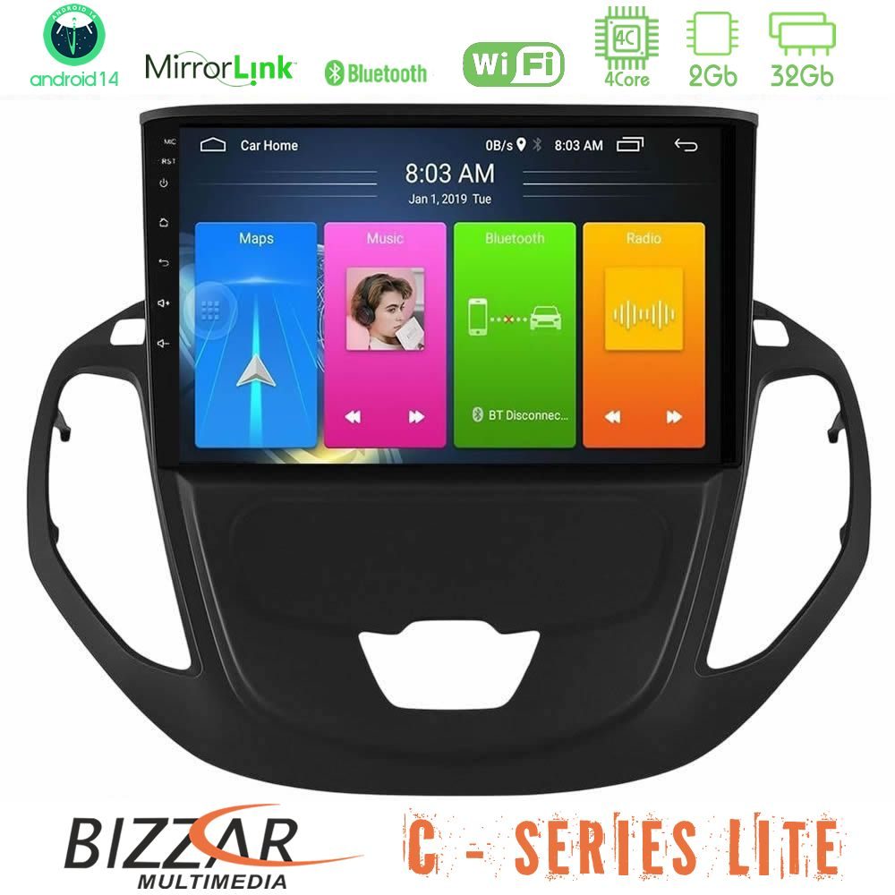 Bizzar C Series Lite 4Core Android14 2+32GB  Ford Courier 2015-2023 Navigation Multimedia Tablet 9"