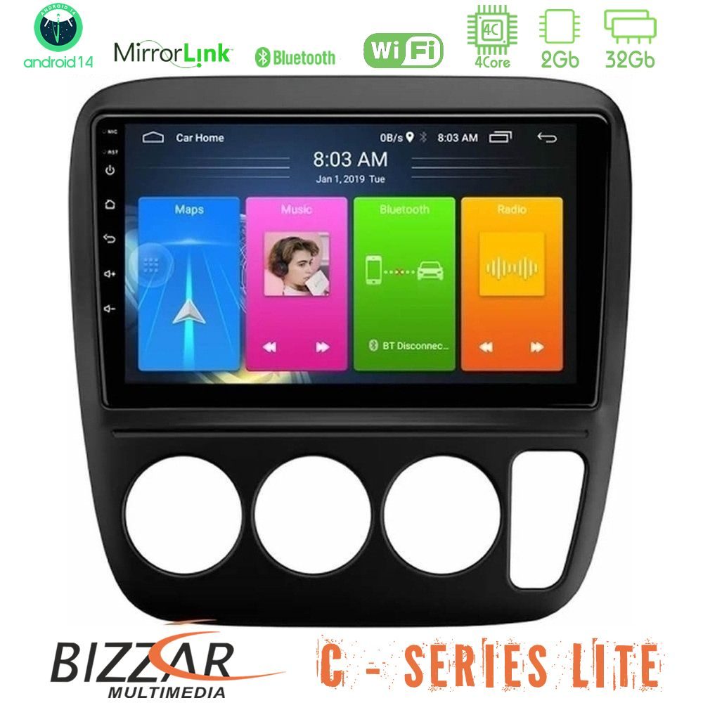 Bizzar C Series Lite 4Core Android14 2+32GB  Honda CRV 1997-2001 Navigation Multimedia Tablet 9"