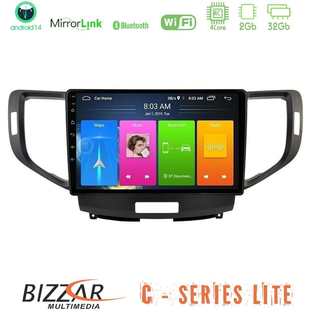 Bizzar C Series Lite 4Core Android14 2+32GB  Honda Accord 2008-2015 Navigation Multimedia Tablet 9"
