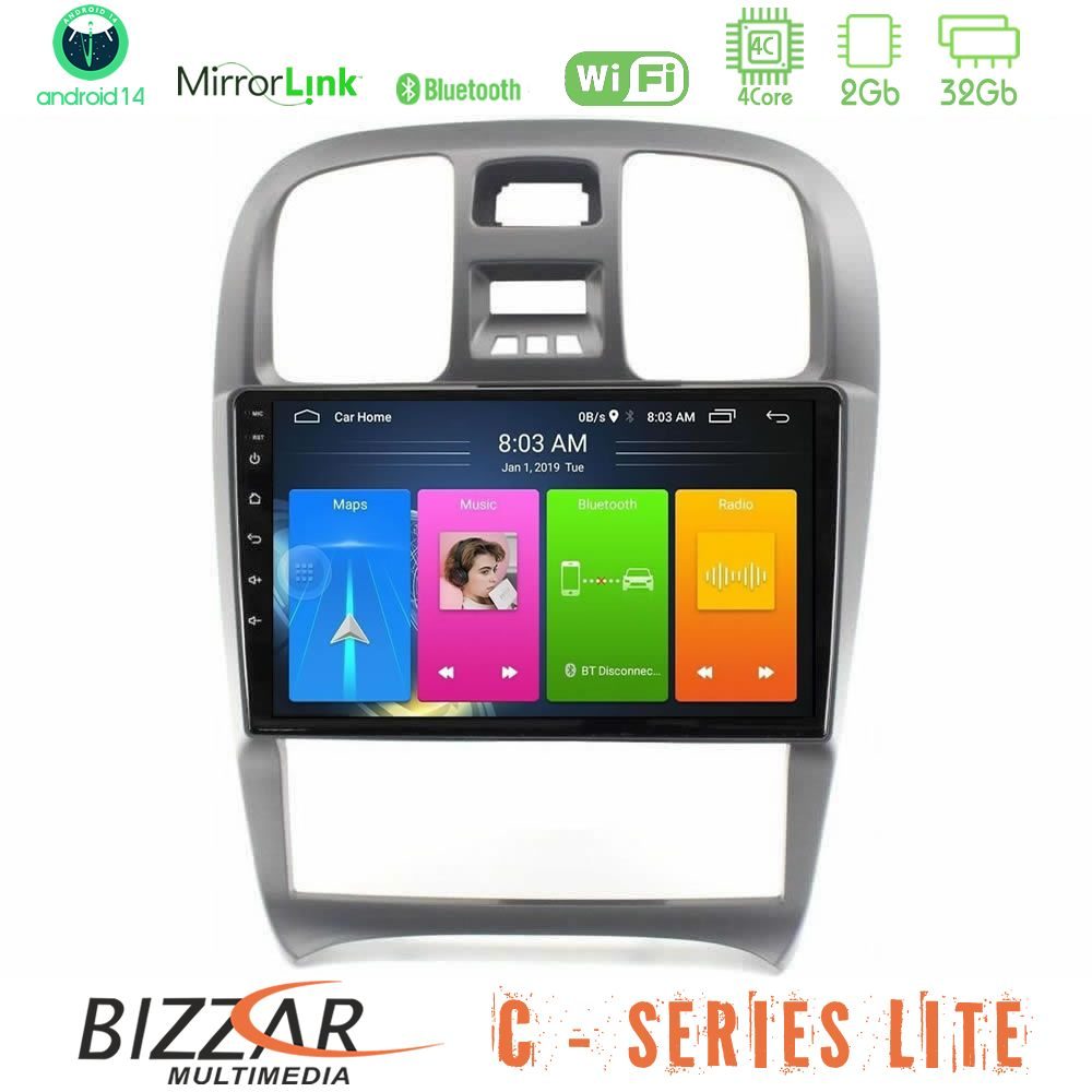 Bizzar C Series Lite 4Core Android14 2+32GB Hyundai Sonata 2001-2005 Navigation Multimedia Tablet 9"