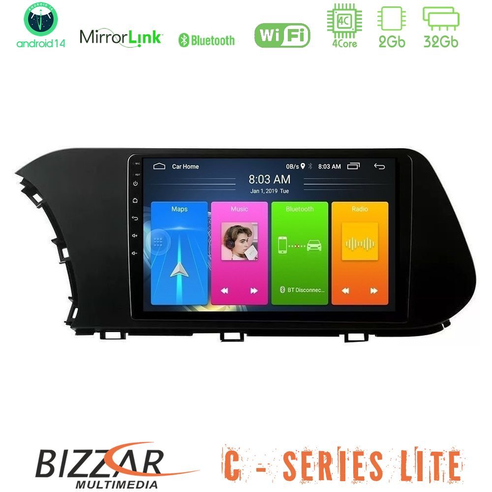 Bizzar C Series Lite 4Core Android14 2+32GB  Hyundai i20 2021-2023 Navigation Multimedia Tablet 10"