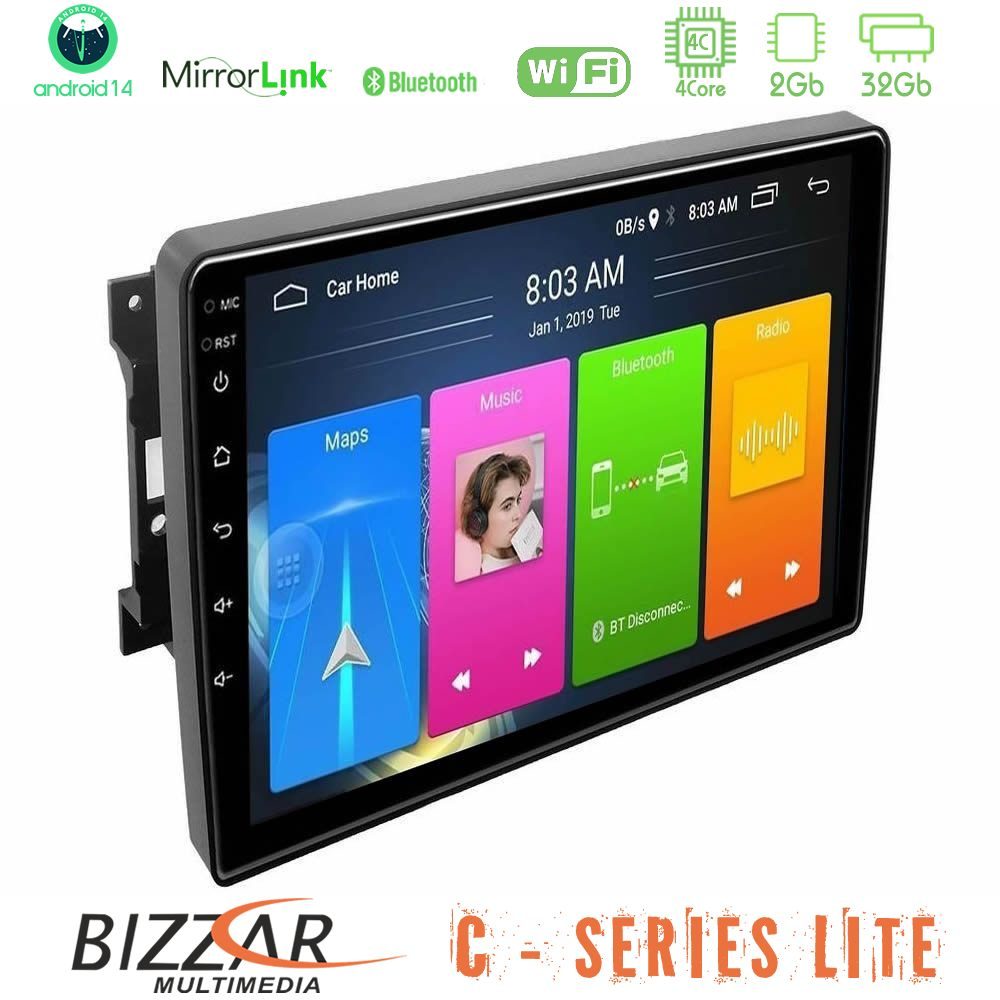 Bizzar C Series Lite 4Core Android14 2+32GB  Chrysler / Dodge / Jeep Navigation Multimedia Tablet 10"