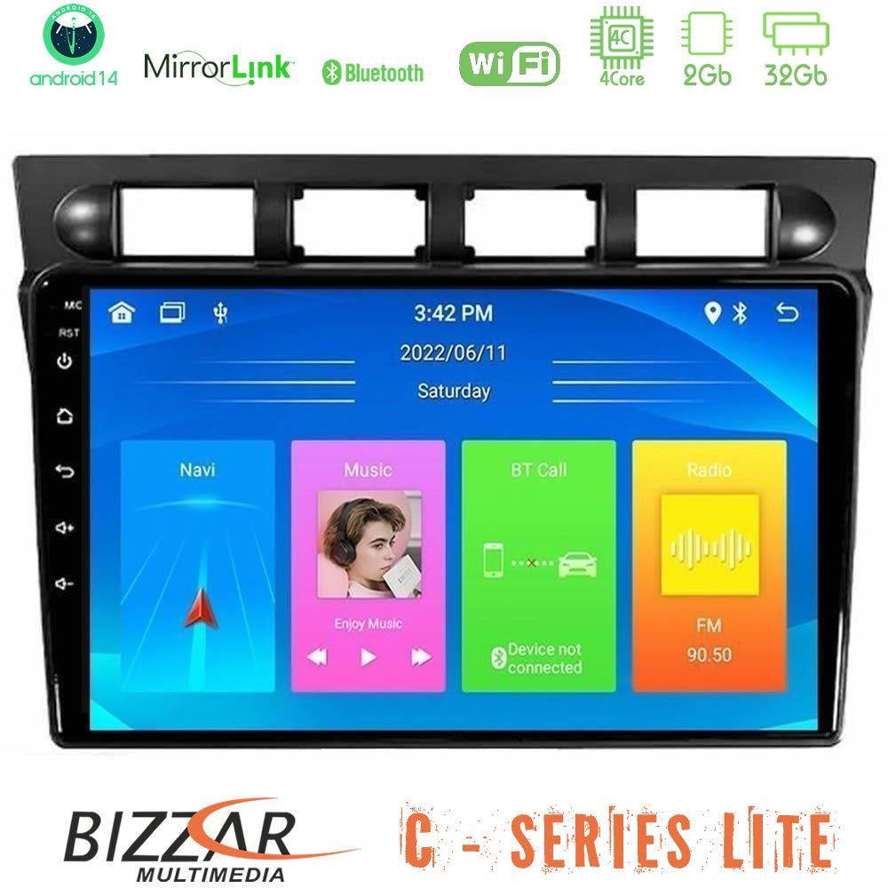 Bizzar C Series Lite 4Core Android14 2+32GB  Kia Picanto 2004-2007 Navigation Multimedia Tablet 9"
