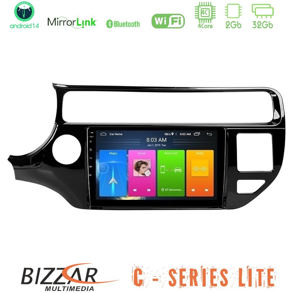 Bizzar C Series Lite 4Core Android14 2+32GB  Kia Rio 2015-2017 Navigation Multimedia Tablet 9"
