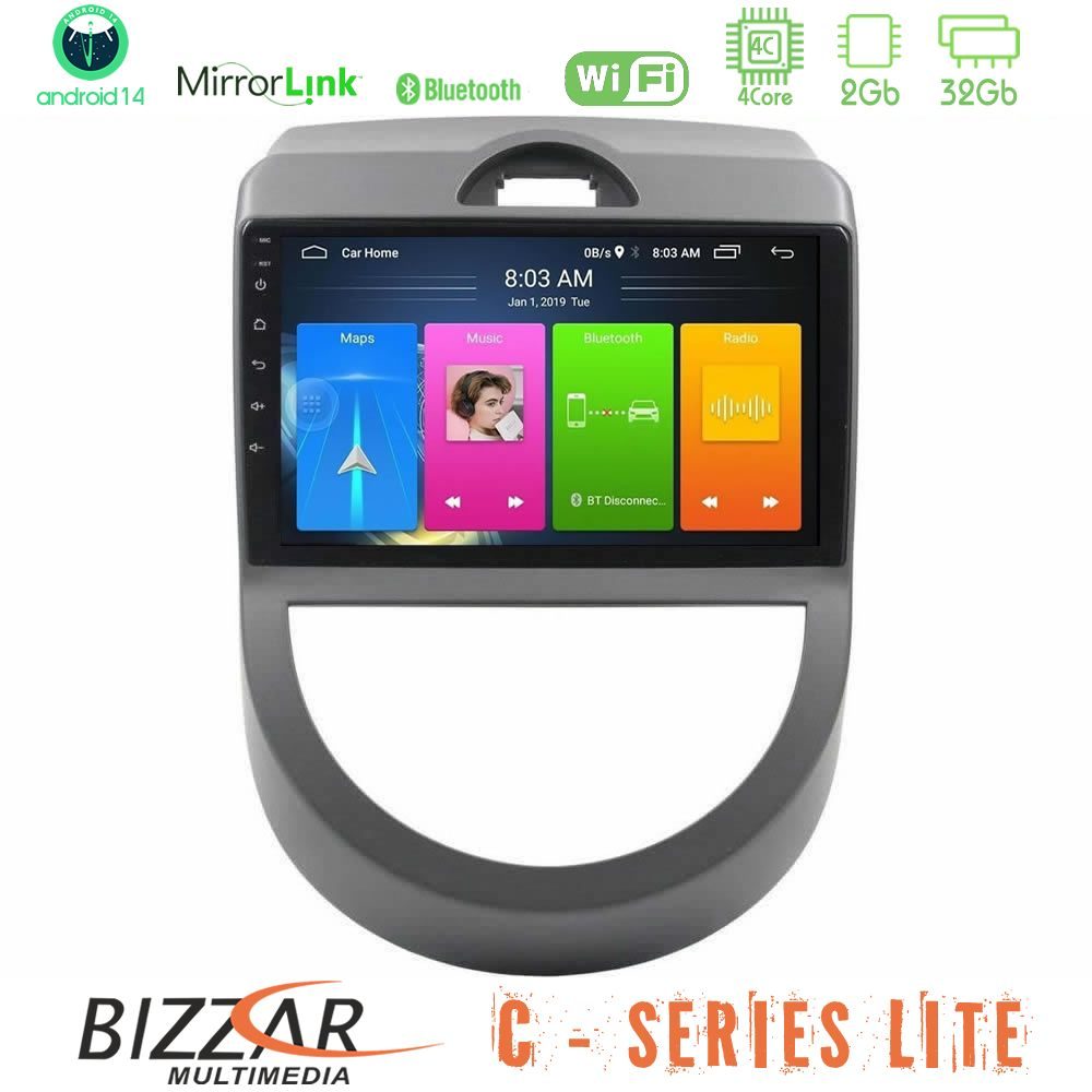 Bizzar C Series Lite 4Core Android14 2+32GB Kia Soul 2009-2011 Navigation Multimedia Tablet 9"