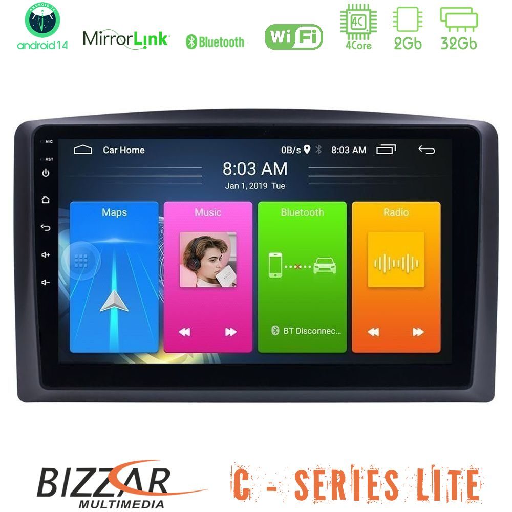 Bizzar C Series Lite 4Core Android14 2+32GB  Mercedes Vito 2015-2021 Navigation Multimedia Tablet 10"