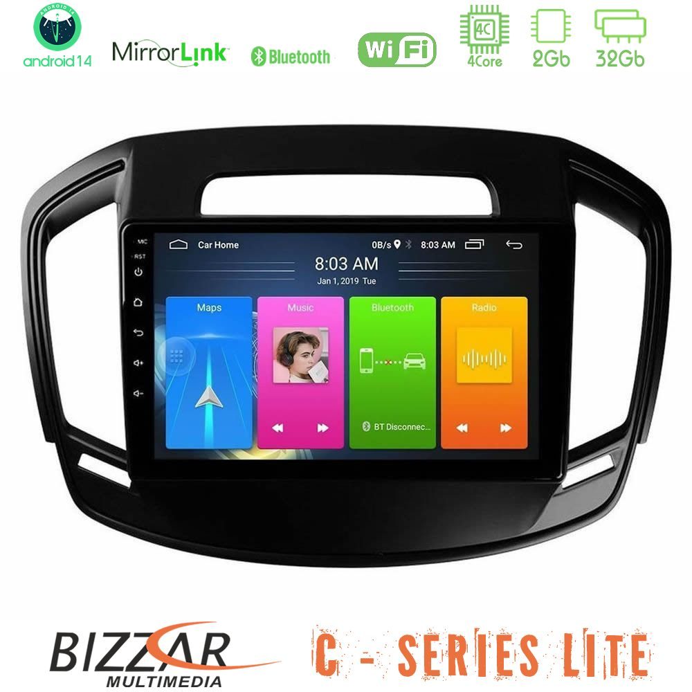 Bizzar C Series Lite 4Core Android14 2+32GB  Opel Insignia 2014-2017 Navigation Multimedia Tablet 9"