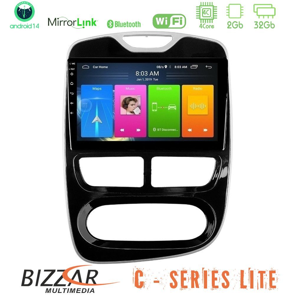 Bizzar C Series Lite 4Core Android14 2+32GB  Renault Clio 2012-2016 Navigation Multimedia Tablet 9"
