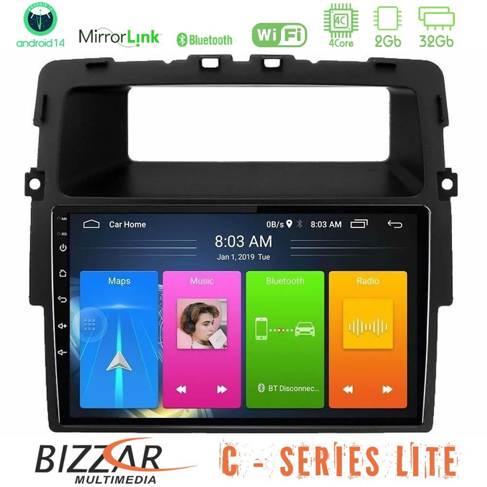 Bizzar C Series Lite 4Core Android14 2+32GB  Renault/Nissan/Opel Navigation Multimedia Tablet 10"