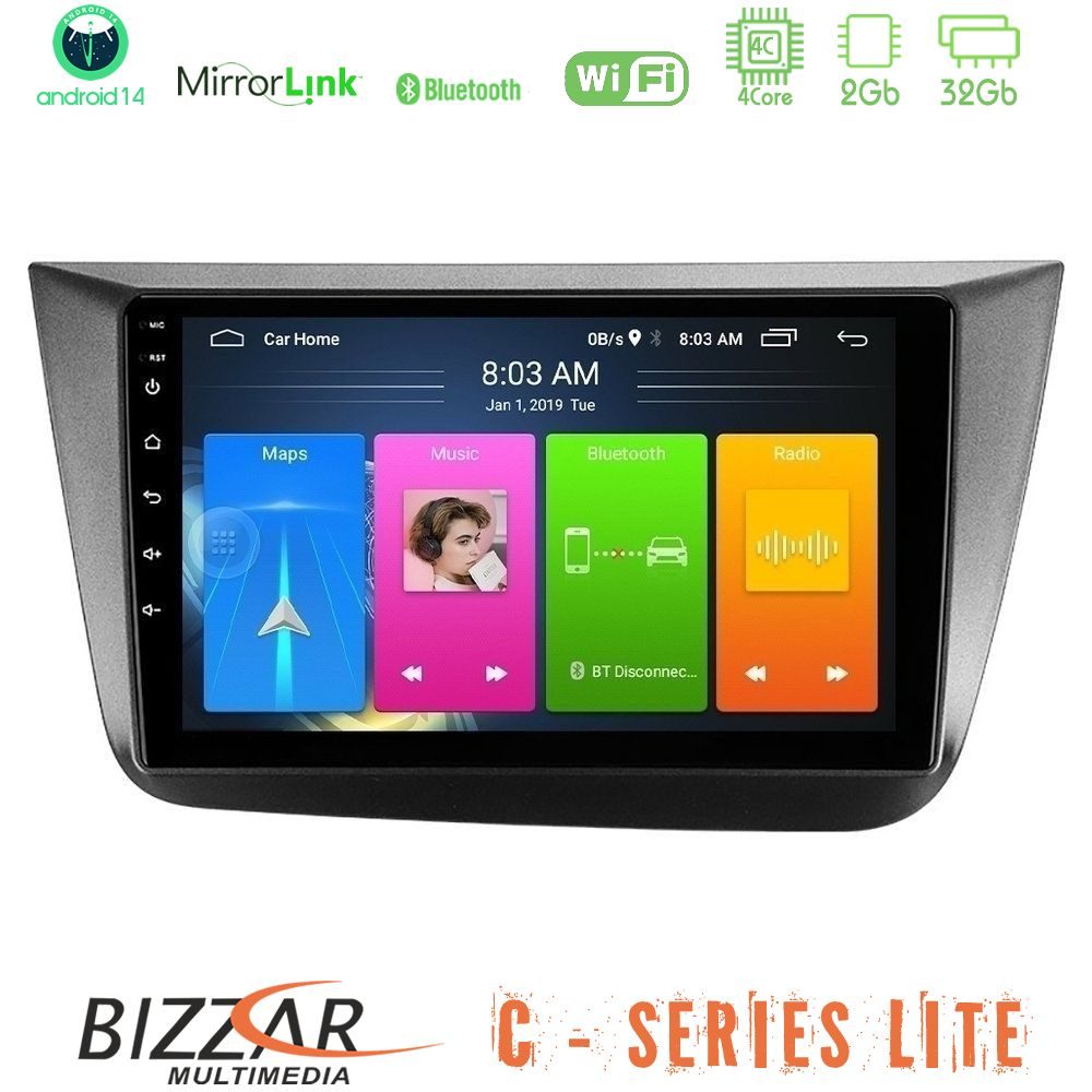 Bizzar C Series Lite 4Core Android14 2+32GB  Seat Altea 2004-2015 Navigation Multimedia Tablet 9"