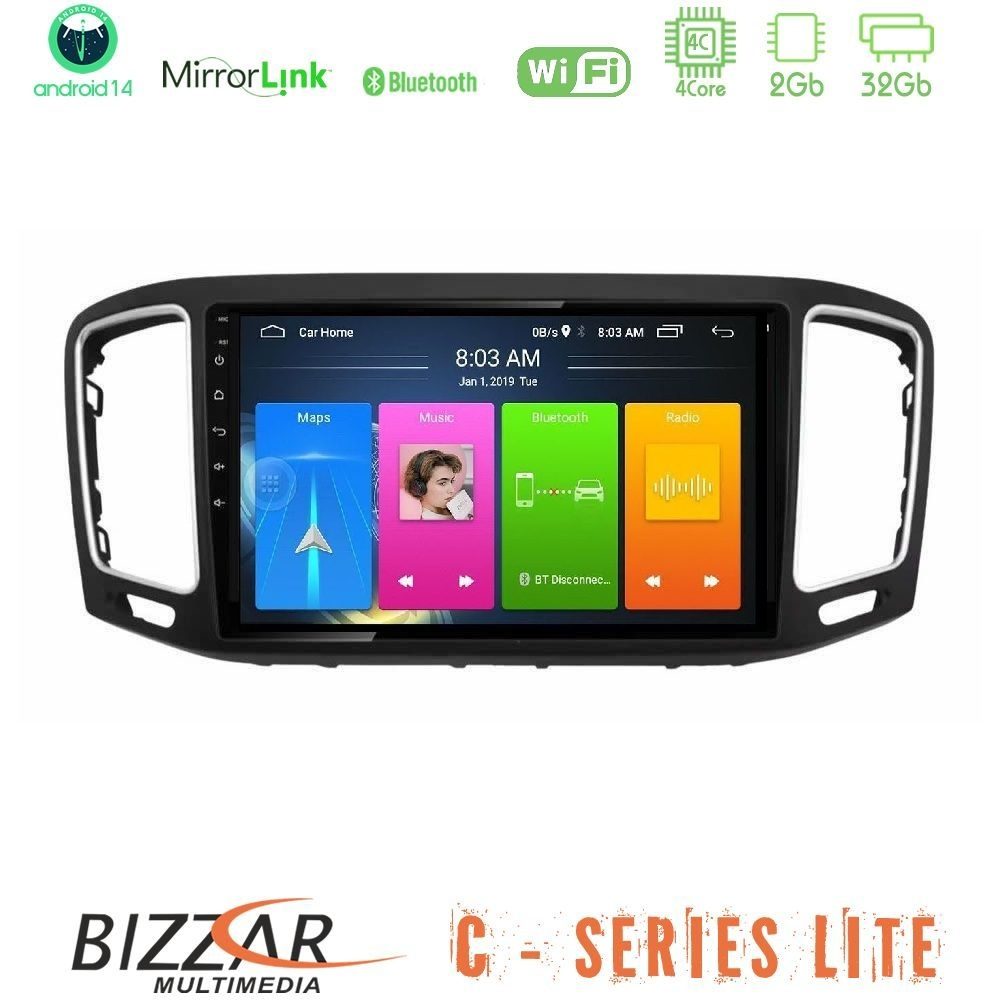 Bizzar C Series Lite 4Core Android14 2+32GB VW Sharan 2015-2023 Navigation Multimedia Tablet 9"