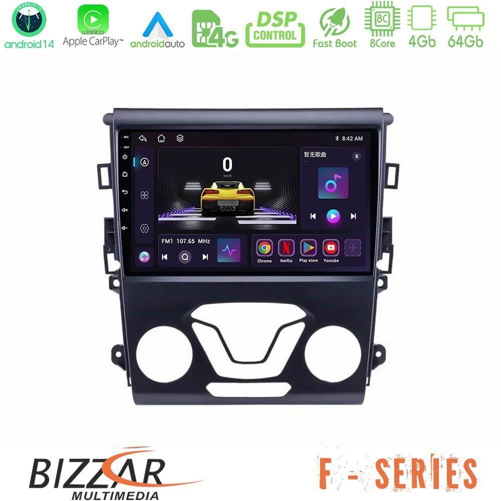 Bizzar F Series 8Core Android14 4+64GB  Ford Mondeo 2014-2017 Navigation Multimedia Tablet 9" Με Carplay & Android Auto