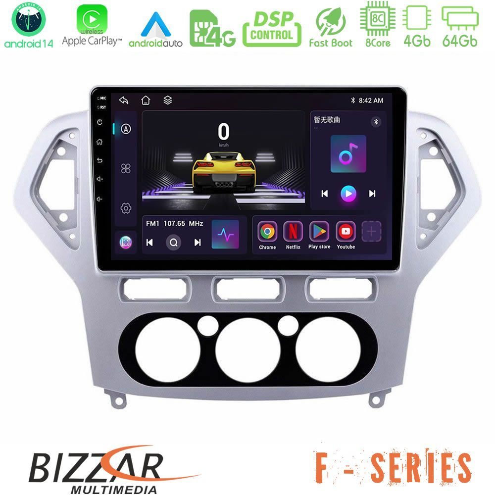 Bizzar F Series 8Core Android14 4+64GB  Ford Mondeo 2007-2010 Manual A/C Navigation Multimedia Tablet 10" Με Carplay & Android Auto
