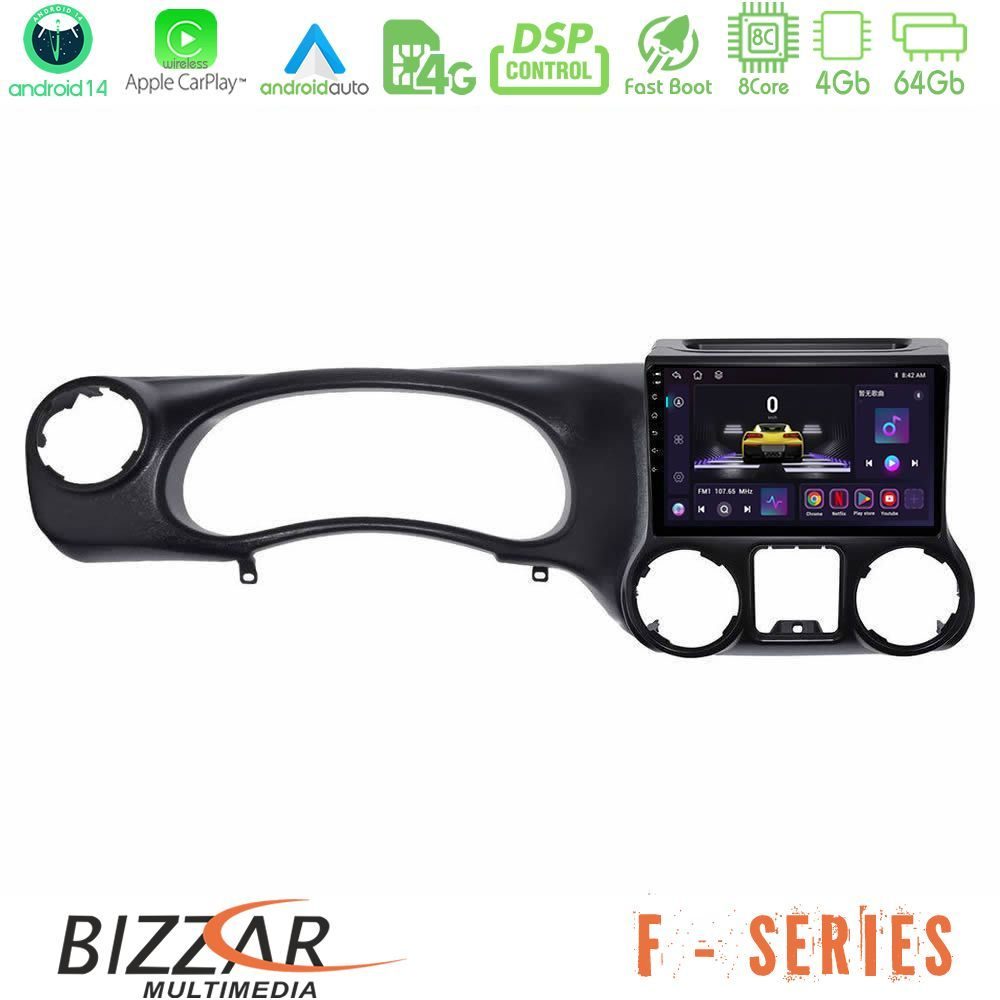 Bizzar F Series 8Core Android14 4+64GB  Jeep Wrangler 2011-2014 Navigation Multimedia Tablet 10" Με Carplay & Android Auto