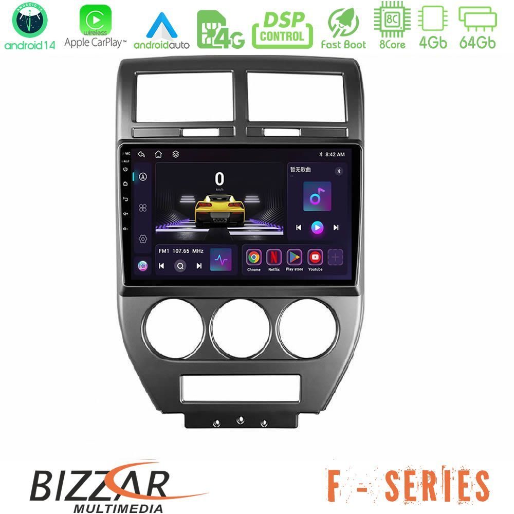Bizzar F Series 8Core Android14 4+64GB  Jeep Compass/Patriot 2007-2008 Navigation Multimedia Tablet 10" Με Carplay & Android Auto