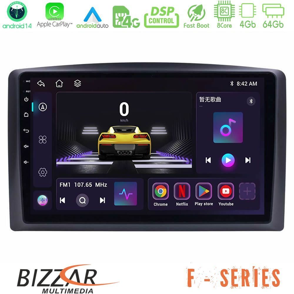Bizzar F Series 8Core Android14 4+64GB  Mercedes Vito 2015-2021 Navigation Multimedia Tablet 10" Με Carplay & Android Auto