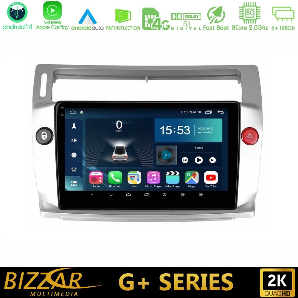 Bizzar G+ Series Citroen C4 2004-2010 8core Android14 6+128GB Navigation Multimedia Tablet 9"