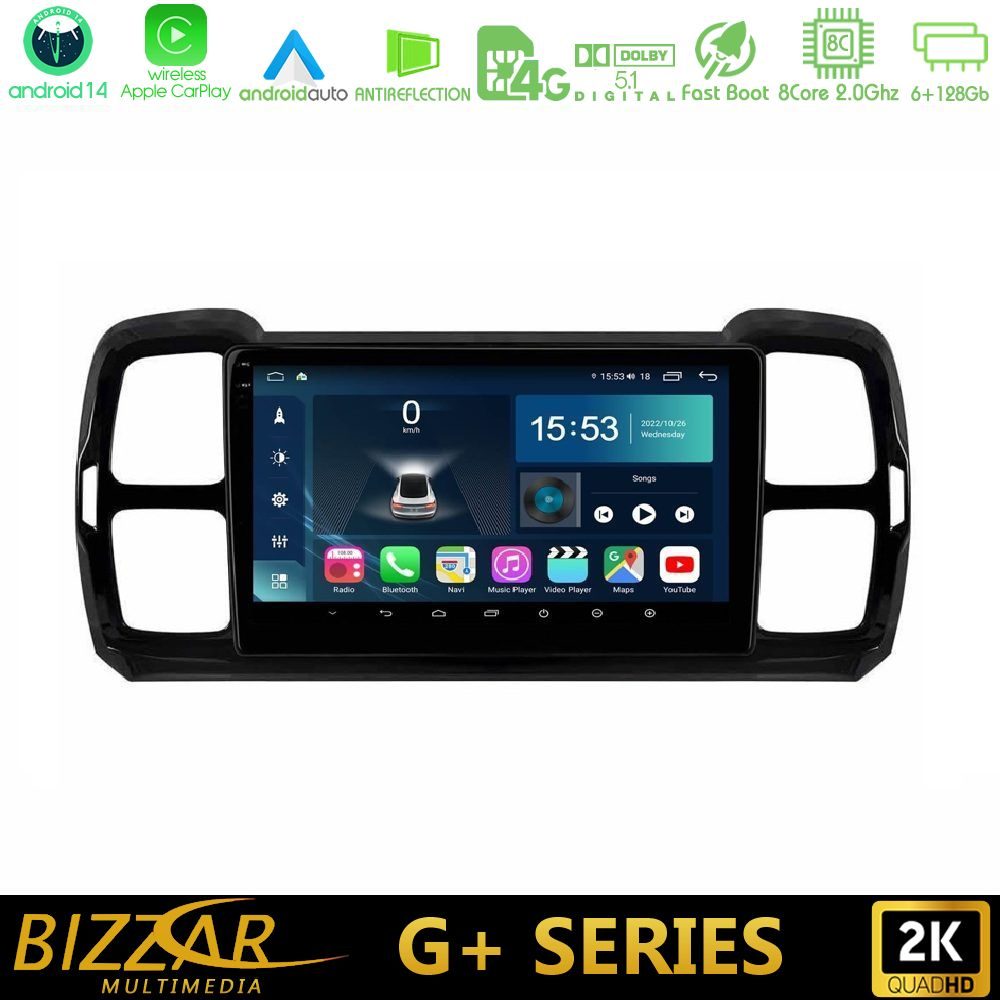 Bizzar G+ Series Citroen DS5 Aircross 2017-2021 8core Android14 6+128GB Navigation Multimedia Tablet 9"