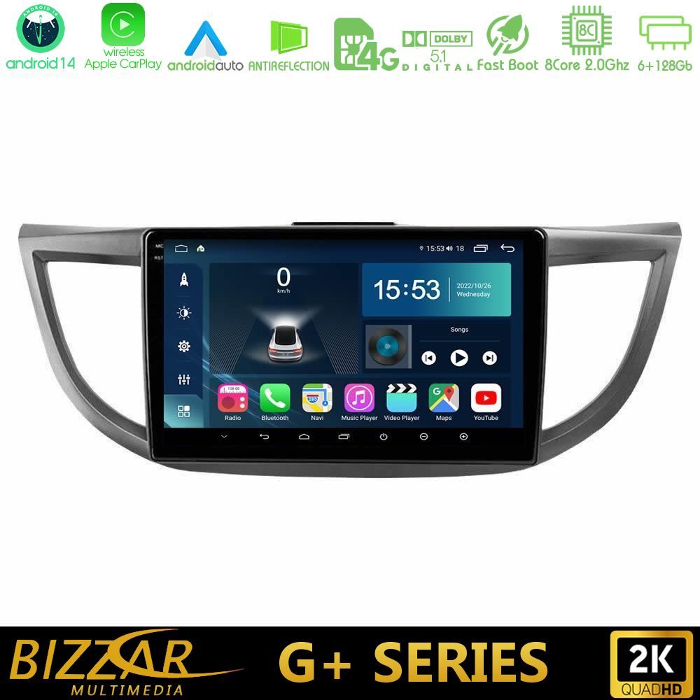 Bizzar G+ Series Honda CRV 2012-2017 8core Android14 6+128GB Navigation Multimedia Tablet 9"